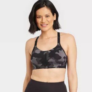 All in Motion Mesh Back Zip-Front Camo Bra